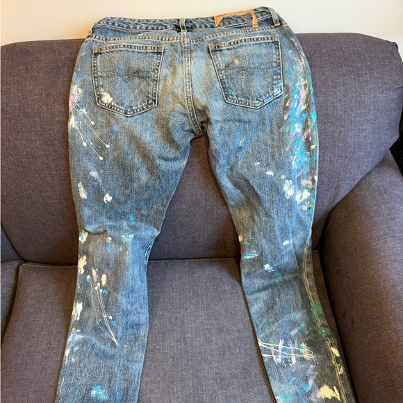 Polo Ralph Laure Distressed Paint-Splatter Skinny Jeans - Multi Color - Picture 2 of 8